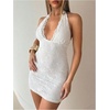 image:imageFloerns Womens Leopard Print Halter Backless Lace Mini Going Out DressesWhite