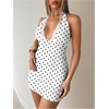 image:imageFloerns Womens Leopard Print Halter Backless Lace Mini Going Out DressesWhite Polka Dots
