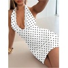image:imageFloerns Womens Leopard Print Halter Backless Lace Mini Going Out DressesWhite Polka Dots