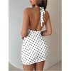 image:imageFloerns Womens Leopard Print Halter Backless Lace Mini Going Out DressesWhite Polka Dots