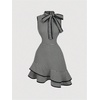 image:imageFloerns Womens Plaid Bow Tie Tweed Sleeveless Ruffle Elegant Mini DressBlack Plaid