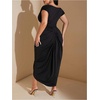 image:imageFloerns Womens Plus Size Asymmetrical Neck Ruched Slit Hem Cocktail DressBlack