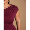 image:imageFloerns Womens Plus Size Asymmetrical Neck Ruched Slit Hem Cocktail DressBurgundy