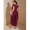 image:imageFloerns Womens Plus Size Asymmetrical Neck Ruched Slit Hem Cocktail DressBurgundy