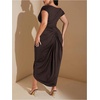 image:imageFloerns Womens Plus Size Asymmetrical Neck Ruched Slit Hem Cocktail DressCoffee Brown