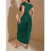 image:imageFloerns Womens Plus Size Asymmetrical Neck Ruched Slit Hem Cocktail DressDark Green