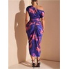 image:imageFloerns Womens Plus Size Asymmetrical Neck Ruched Slit Hem Cocktail DressDark Purple