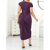 image:imageFloerns Womens Plus Size Asymmetrical Neck Ruched Slit Hem Cocktail DressDeep Purple