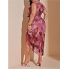 image:imageFloerns Womens Plus Size Asymmetrical Neck Ruched Slit Hem Cocktail DressDusty Pink