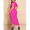 image:imageFloerns Womens Plus Size Asymmetrical Neck Ruched Slit Hem Cocktail DressHot Pink