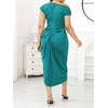 image:imageFloerns Womens Plus Size Asymmetrical Neck Ruched Slit Hem Cocktail DressLake Blue