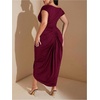 image:imageFloerns Womens Plus Size Asymmetrical Neck Ruched Slit Hem Cocktail DressMaroon