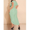 image:imageFloerns Womens Plus Size Asymmetrical Neck Ruched Slit Hem Cocktail DressMint Green