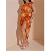 image:imageFloerns Womens Plus Size Asymmetrical Neck Ruched Slit Hem Cocktail DressOrange