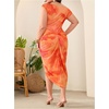 image:imageFloerns Womens Plus Size Asymmetrical Neck Ruched Slit Hem Cocktail DressOrange Floral