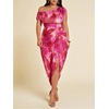 image:imageFloerns Womens Plus Size Asymmetrical Neck Ruched Slit Hem Cocktail DressPink Multi