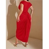 image:imageFloerns Womens Plus Size Asymmetrical Neck Ruched Slit Hem Cocktail DressRed