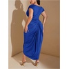 image:imageFloerns Womens Plus Size Asymmetrical Neck Ruched Slit Hem Cocktail DressRoyal Blue