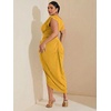 image:imageFloerns Womens Plus Size Asymmetrical Neck Ruched Slit Hem Cocktail DressYellow Glitter