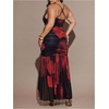 image:imageFloerns Womens Plus Size Floral Maxi Dress Ruched Backless Slit DressesBlack and Red