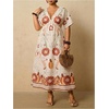 image:imageFloerns Womens Plus Size Hawaiian Tropical V Neck Long DressApricot Brown Floral