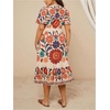 image:imageFloerns Womens Plus Size Hawaiian Tropical V Neck Long DressBeige Floral