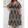 image:imageFloerns Womens Plus Size Hawaiian Tropical V Neck Long DressBlack Multi Striped