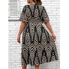 image:imageFloerns Womens Plus Size Hawaiian Tropical V Neck Long DressBlack Multi Striped