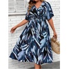image:imageFloerns Womens Plus Size Hawaiian Tropical V Neck Long DressBlue Multi