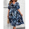 image:imageFloerns Womens Plus Size Hawaiian Tropical V Neck Long DressBlue Multi