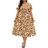 image:imageFloerns Womens Plus Size Hawaiian Tropical V Neck Long DressCoffee Brown