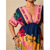 image:imageFloerns Womens Plus Size Hawaiian Tropical V Neck Long DressPink Blue Tropical
