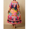 image:imageFloerns Womens Plus Size Hawaiian Tropical V Neck Long DressPink Blue Tropical
