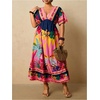 image:imageFloerns Womens Plus Size Hawaiian Tropical V Neck Long DressPink Blue Tropical