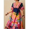 image:imageFloerns Womens Plus Size Hawaiian Tropical V Neck Long DressPink Blue Tropical