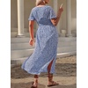 image:imageFloerns Womens Plus Size Hawaiian Tropical V Neck Long DressSky Blue