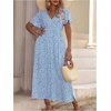 image:imageFloerns Womens Plus Size Hawaiian Tropical V Neck Long DressSky Blue