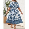 image:imageFloerns Womens Plus Size Hawaiian Tropical V Neck Long DressWhite Lake Blue Multi