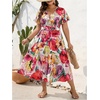 image:imageFloerns Womens Plus Size Hawaiian Tropical V Neck Long DressWhite Red Multi