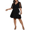 image:imageFloerns Womens Plus Size Mesh Flounce Sleeve V Neck Glitter A Line DressBlack