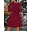 image:imageFloerns Womens Plus Size Mesh Flounce Sleeve V Neck Glitter A Line DressBurgundy