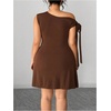 image:imageFloerns Womens Plus Size Off The Shoulder Elegant Party Dress Knot Side Wedding Guest Summer Mini DressesBrown
