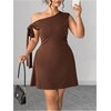 image:imageFloerns Womens Plus Size Off The Shoulder Elegant Party Dress Knot Side Wedding Guest Summer Mini DressesBrown