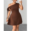 image:imageFloerns Womens Plus Size Off The Shoulder Elegant Party Dress Knot Side Wedding Guest Summer Mini DressesBrown
