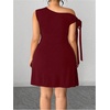 image:imageFloerns Womens Plus Size Off The Shoulder Elegant Party Dress Knot Side Wedding Guest Summer Mini DressesBurgundy