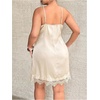 image:imageFloerns Womens Plus Size Satin Lace Trim Halter Dress Sleeveless Evening Party Night Out DressesApricot