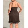 image:imageFloerns Womens Plus Size Satin Lace Trim Halter Dress Sleeveless Evening Party Night Out DressesBrown