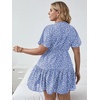 image:imageFloerns Womens Plus Size V Neck Short Sleeve Ruffle Hem A Line Short DressBlue