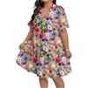 image:imageFloerns Womens Plus Size V Neck Short Sleeve Ruffle Hem A Line Short DressMulti Floral