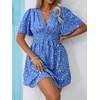 image:imageFloerns Womens Plus Size V Neck Short Sleeve Ruffle Hem A Line Short DressRoyal Blue